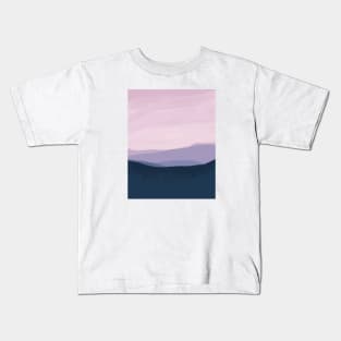 Blue Mountains with a Pink Sky Kids T-Shirt